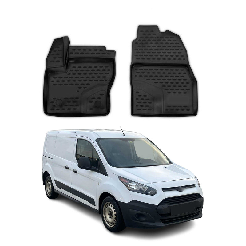 Tapis de sol pour Ford Transit Tourneo Connect 2013-2024 1ère rangée TPE 3D Noir