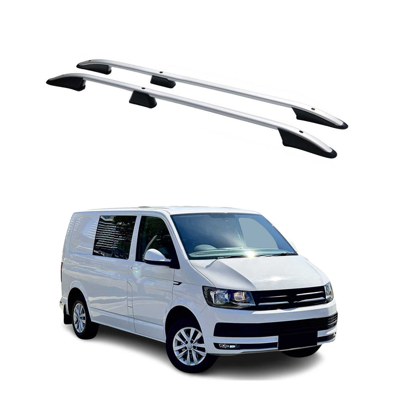 Barres de toit longitudinales pour VW T6 T6.1 Transporter 2015-2024 L1 Alu gris