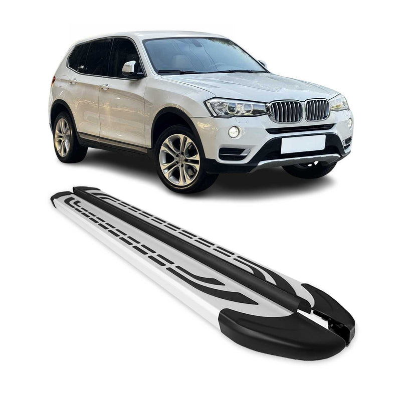 Marchepieds latéraux pédale pour BMW X3 F25 2010-2017 2Pcs Alu Gris