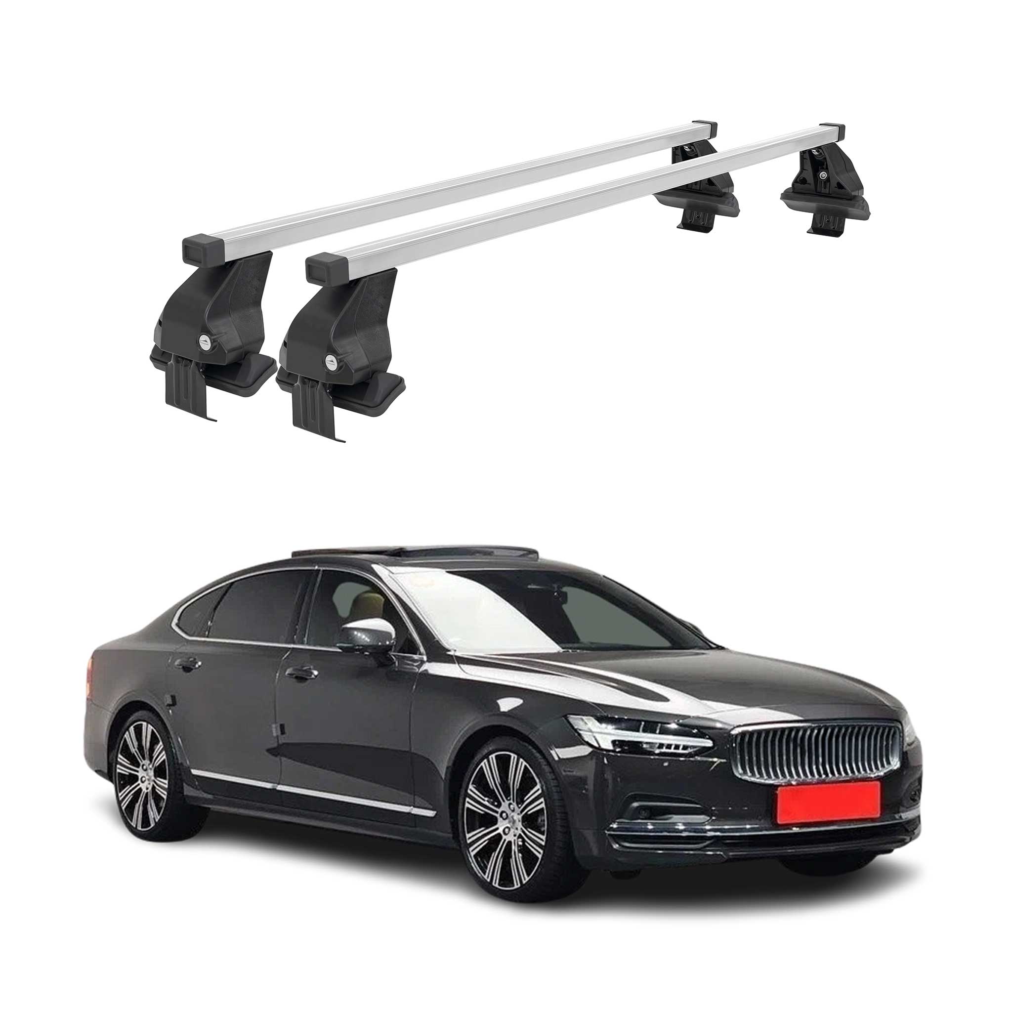 Barres de toit transversales pour Volvo S90 2017-2025 Acier Gris