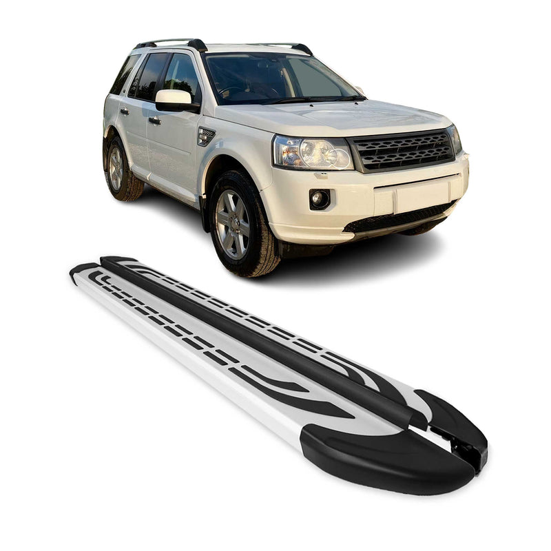 Marchepieds Latéraux pour Land Rover Freelander 2006-2014 Aluminium Gris 2Pcs