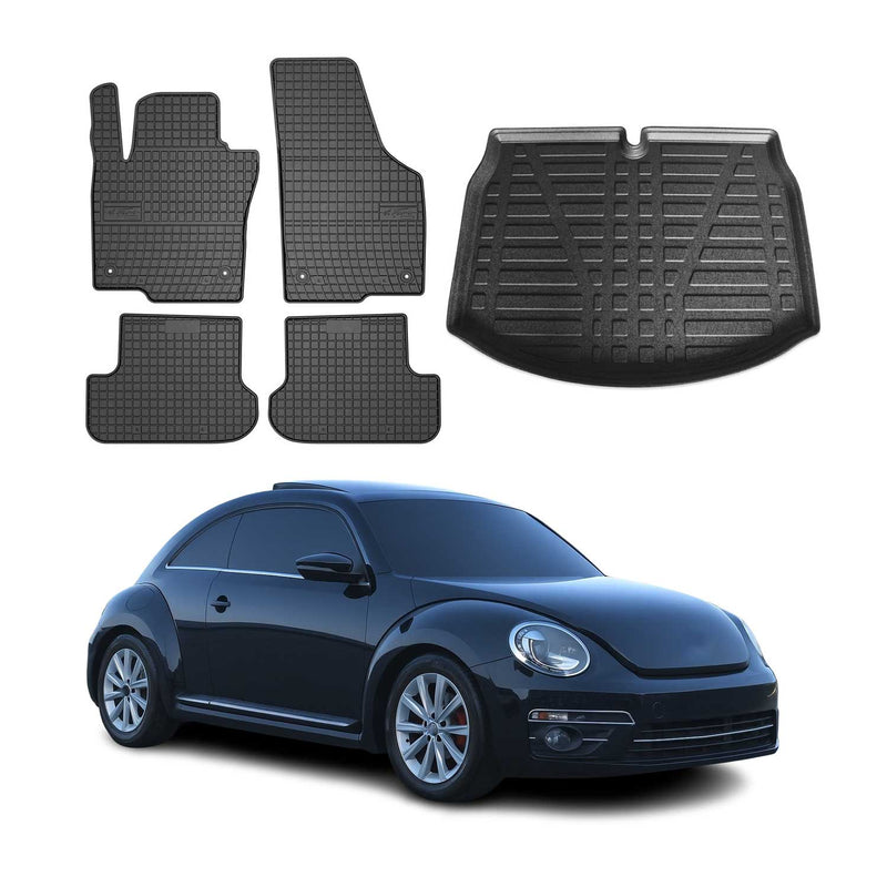 Kit Tapis de sol et coffre pour VW Beetle 2011-2019 TPE Noir