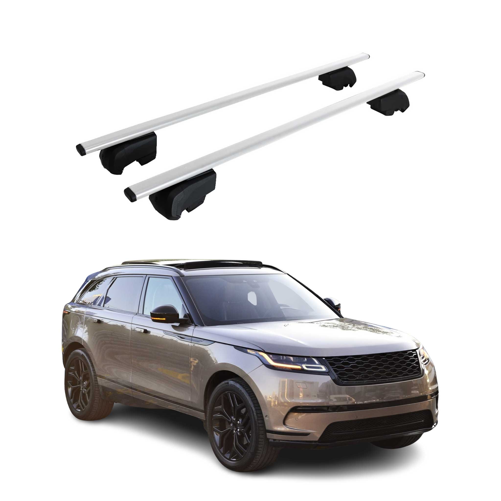 Barres de toit Transversales pour Range Rover Velar 2017-2026 Fer Gris ABE