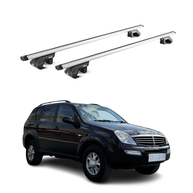 Barres de toit transversales pour Ssangyong Rexton I 2001-2006 Alu Gris 2x ABE