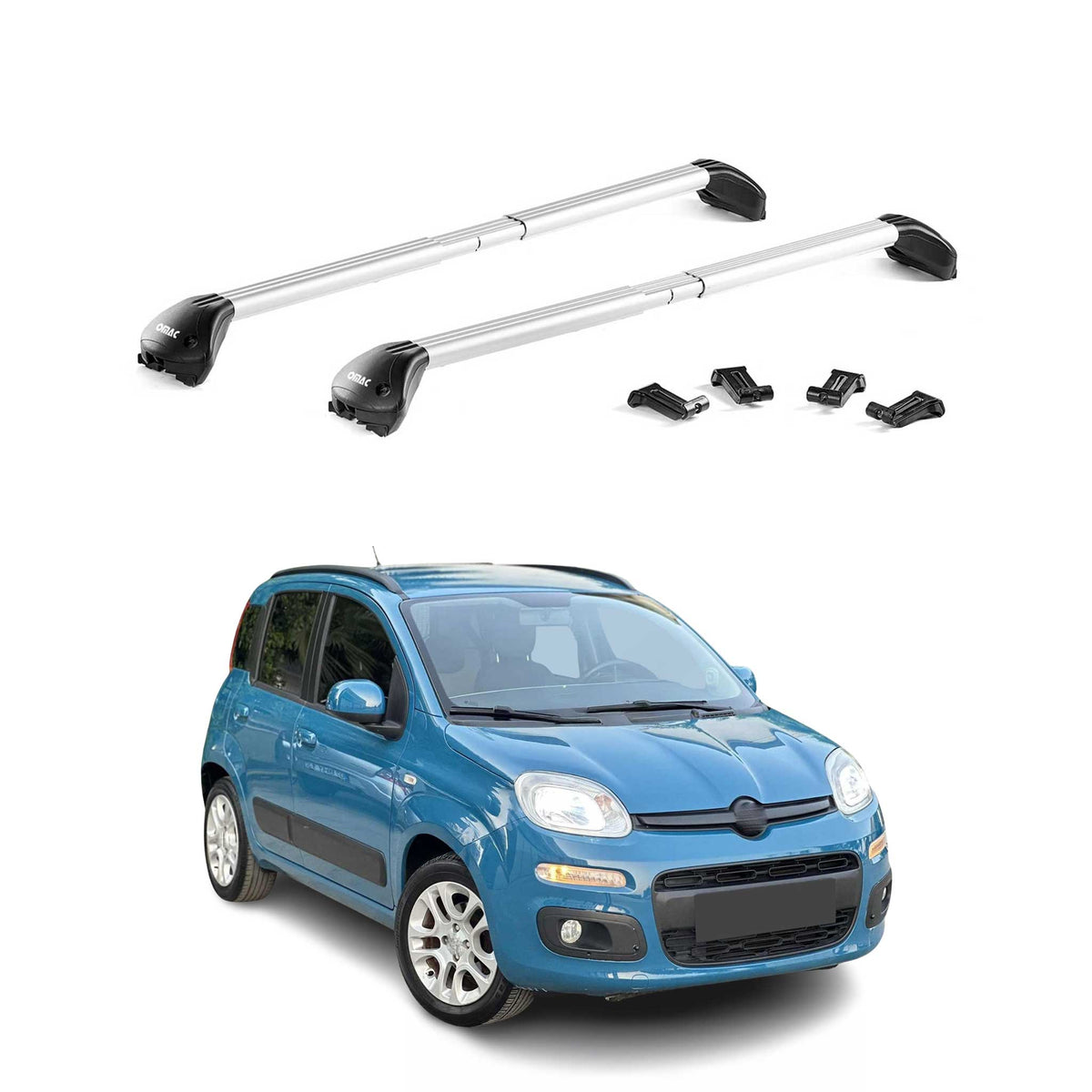 Barres de toit transversales pour Fiat Panda III 2012-2026 Alu Gris 2x ABE