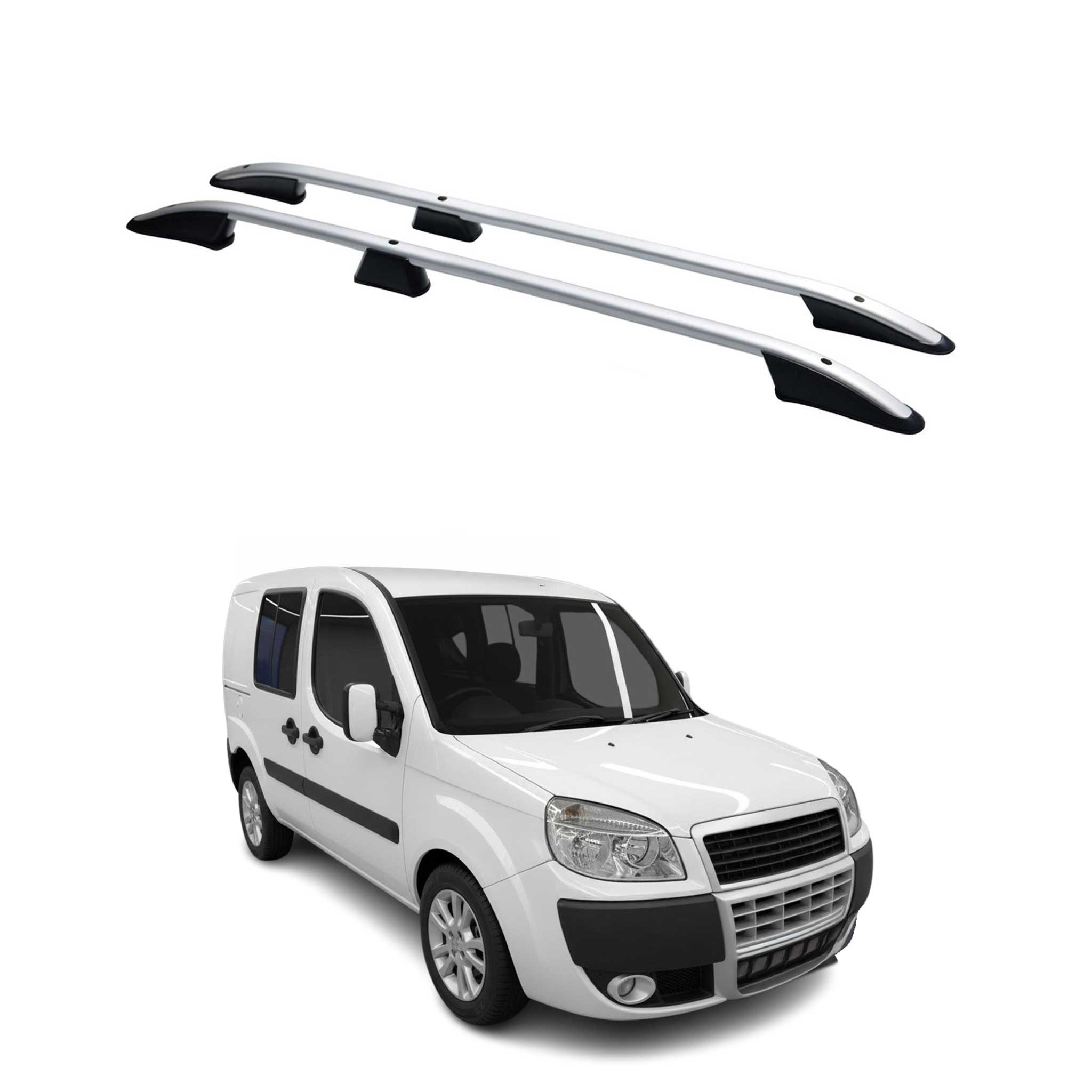 Barres de toit longitudinales pour Fiat Doblo 2000-2010 L1 Aluminium Gris