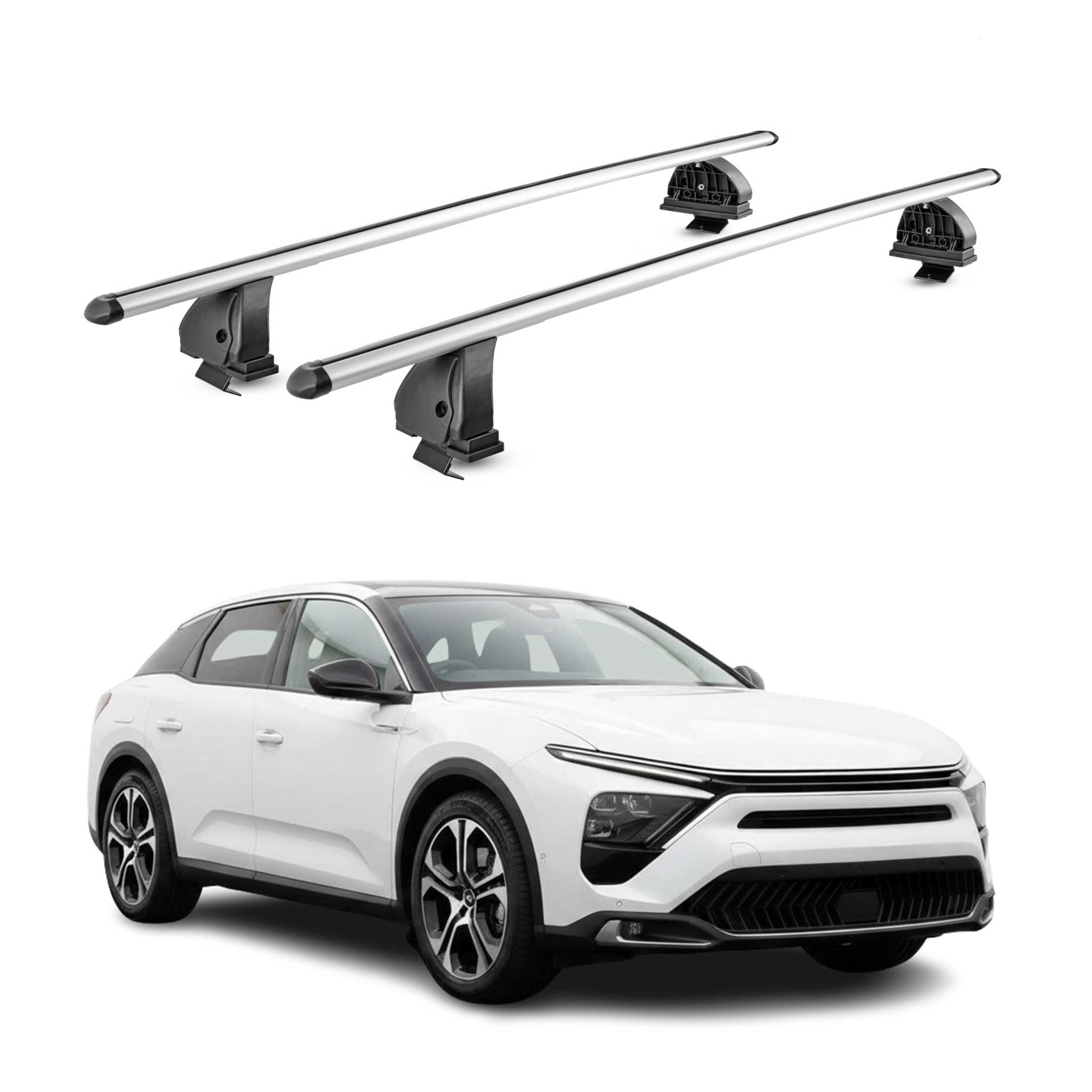 Barres de toit transversales Alu pour Citroen C5 X 2022-2026 TÜV 75 kg Gris 2Pcs