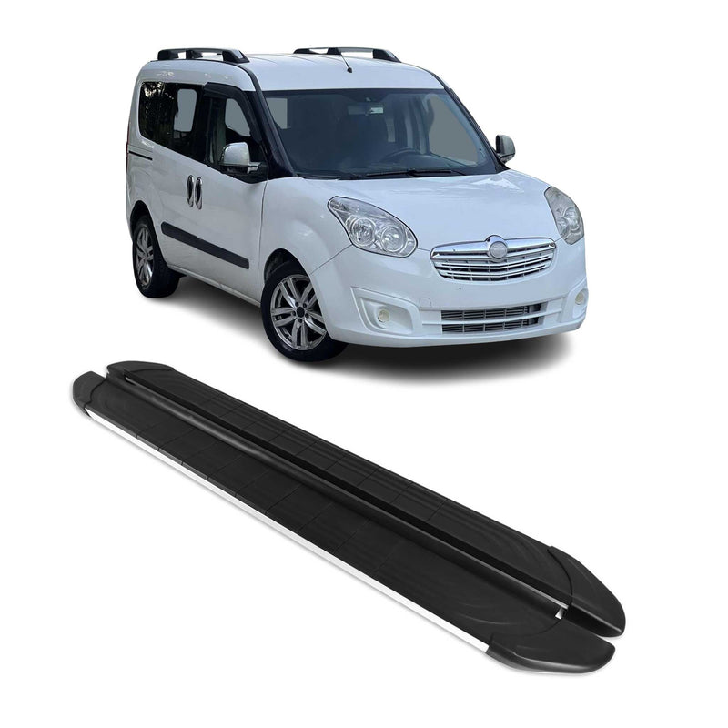 Marchepieds Latéraux pour Opel Combo 2012-2019 Alu Gris Noir L1 Court 2Pcs