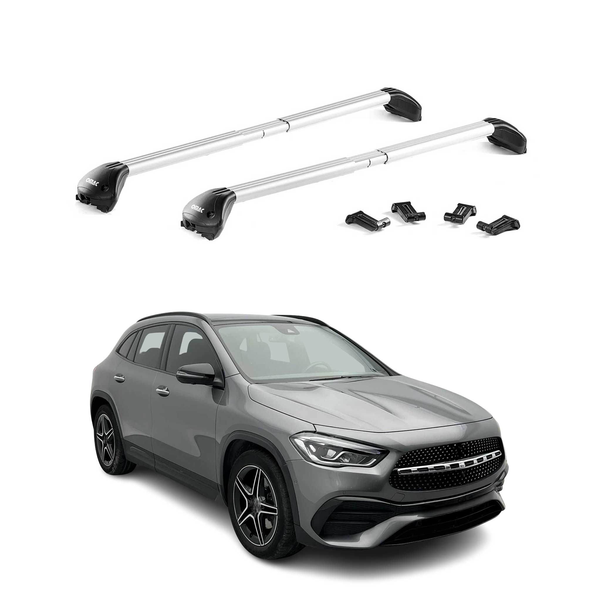 Barres de toit transversales pour Mercedes GLA H247 2020-2026 Alu Gris 2x