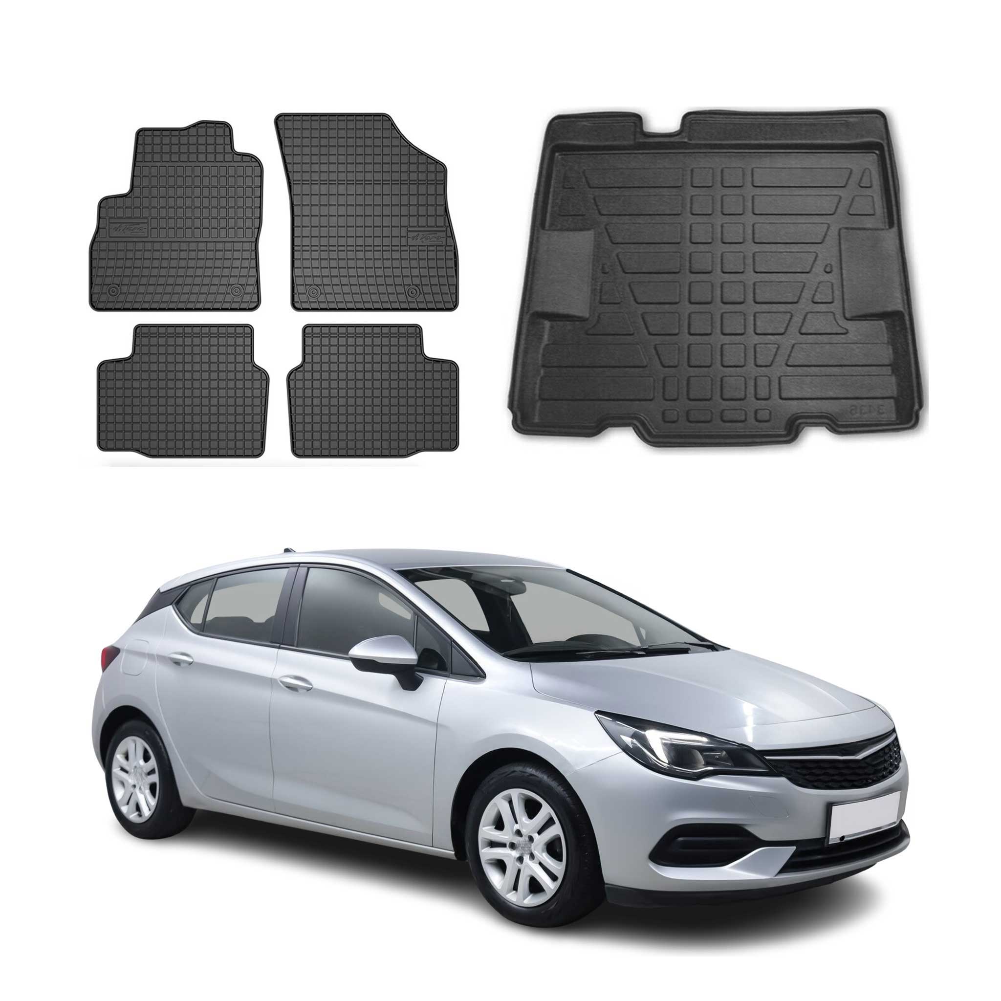 Kit Tapis de sol et coffre pour Opel Astra K FL 2019-2021 Noir TPE