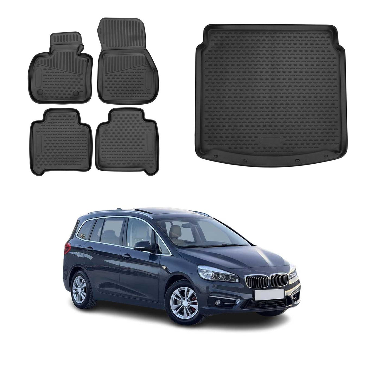 OMAC Kit Tapis de Sol et Coffre pour BMW Serie 2 Gran Tourer F46 2015-2023