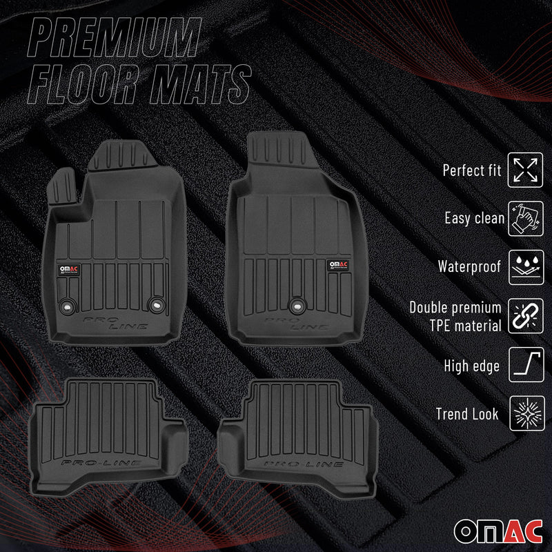 OMAC Tapis de sol en caoutchouc pour Fiat 500 2013-2019 Noir Premium
