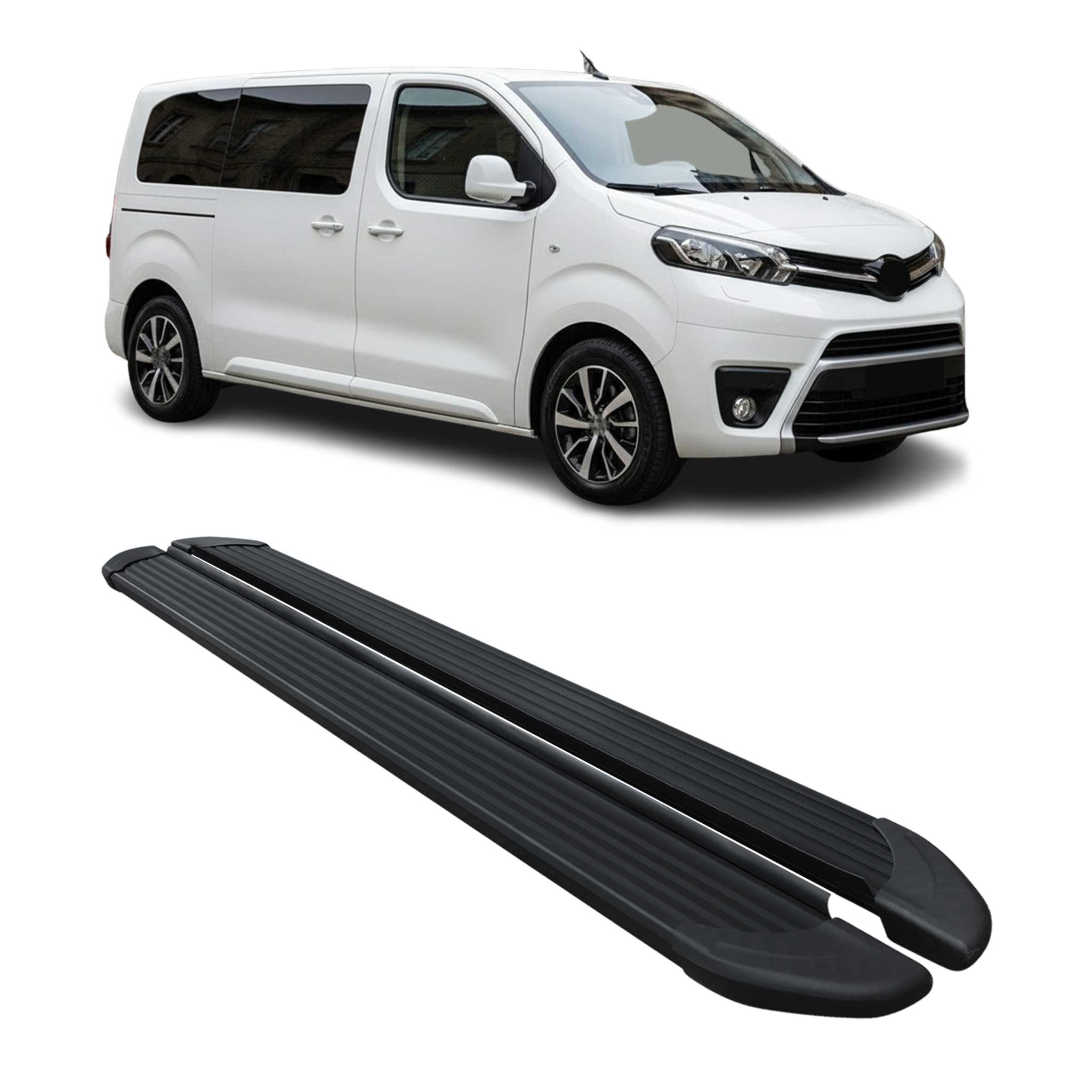 Marchepieds Latéraux pour Toyota Proace 2016-2026 Noir Aluminium L1 Court 2Pcs