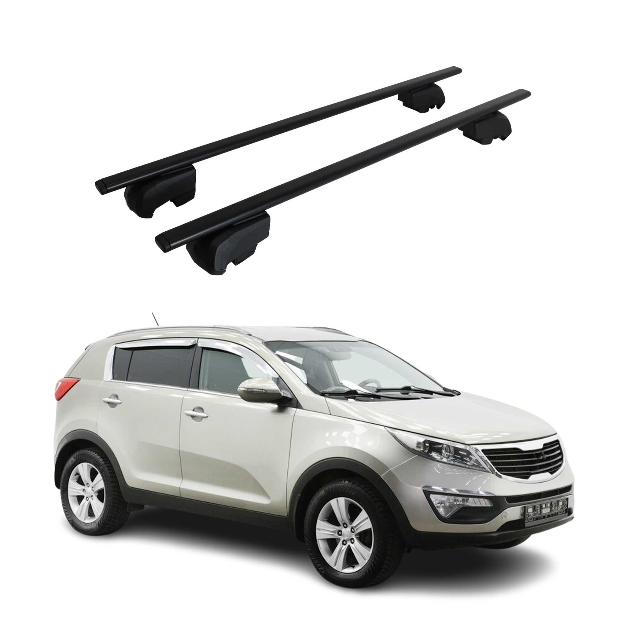 Barres de toit Transversales pour Kia Sportage 2010-2015 Fer Noir ABE