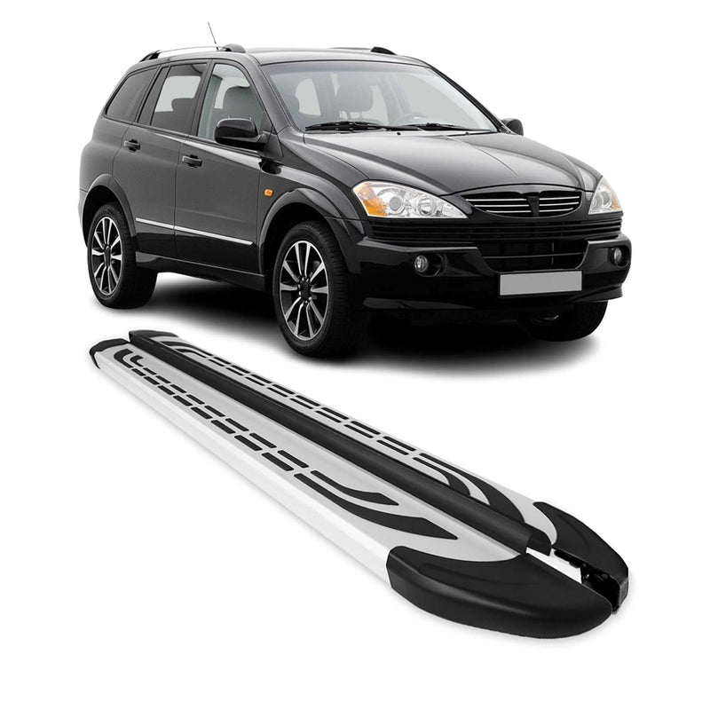 Marchepieds Latéraux pédale pour Ssangyong Kyron 2005-2014 Aluminium Gris 2Pcs