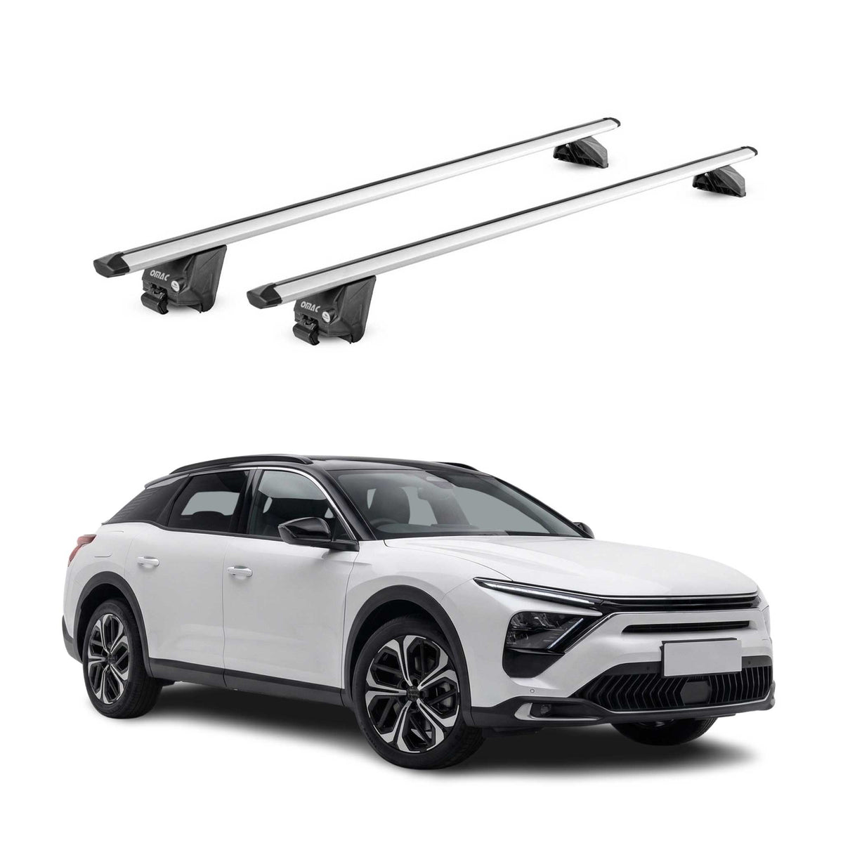 Barres de toit transversales pour Citroen C5 X 2022-2026 Aluminium Gris ABE