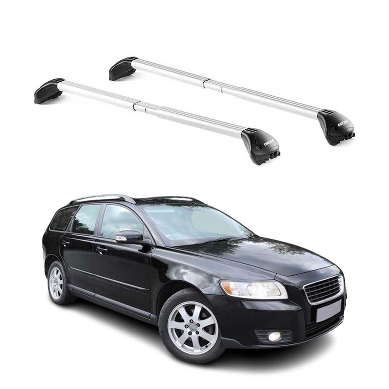 Barres de toit transversales pour Volvo V50 2004-2012 5P Gris Argenté 2x ABE