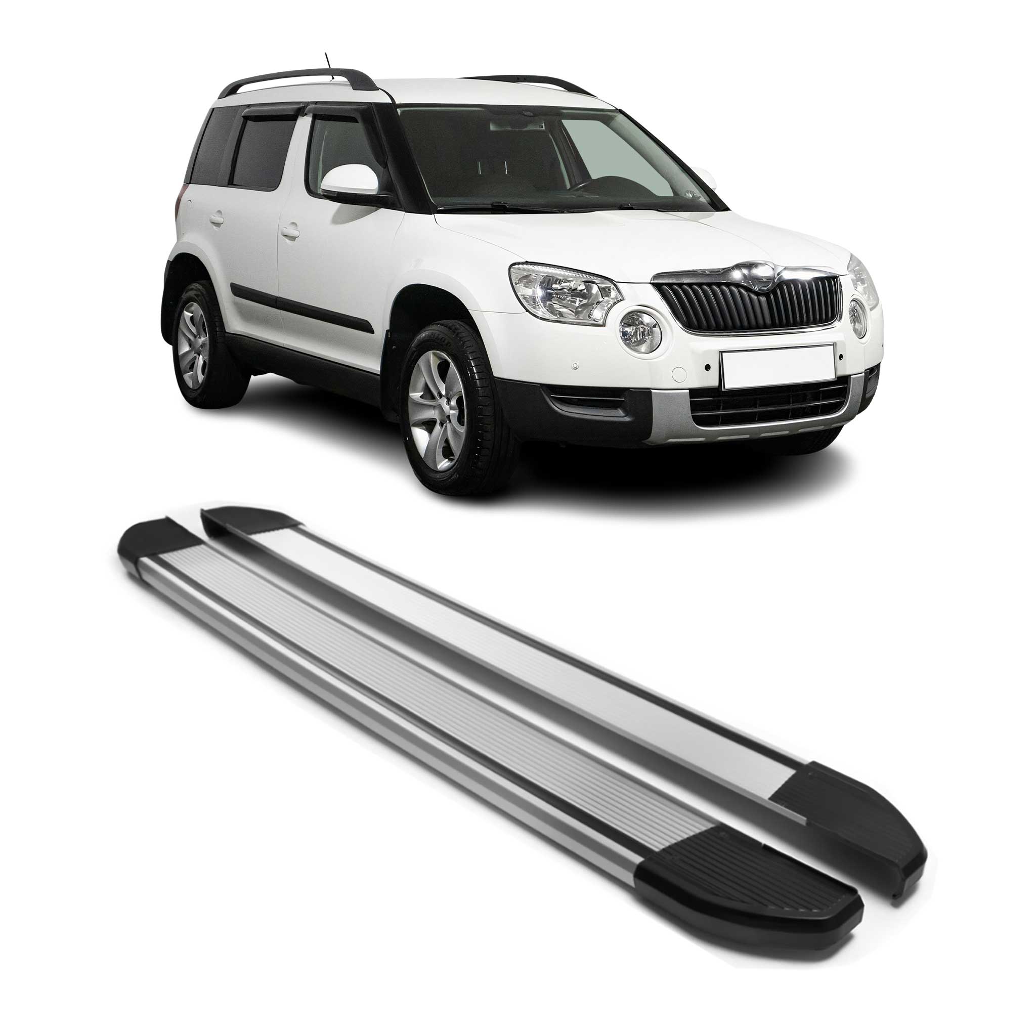 Marchepieds Latéraux pédale pour Skoda Yeti 2009-2017 Argent Aluminium 2Pcs