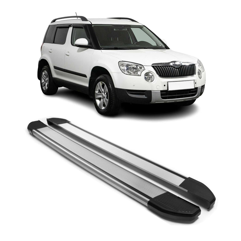 Marchepieds Latéraux pédale pour Skoda Yeti 2009-2017 Argent Aluminium 2Pcs