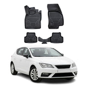 Tapis de sol pour Seat Leon 2012-2020 Noir 3D en Caoutchouc TPE 4Pcs