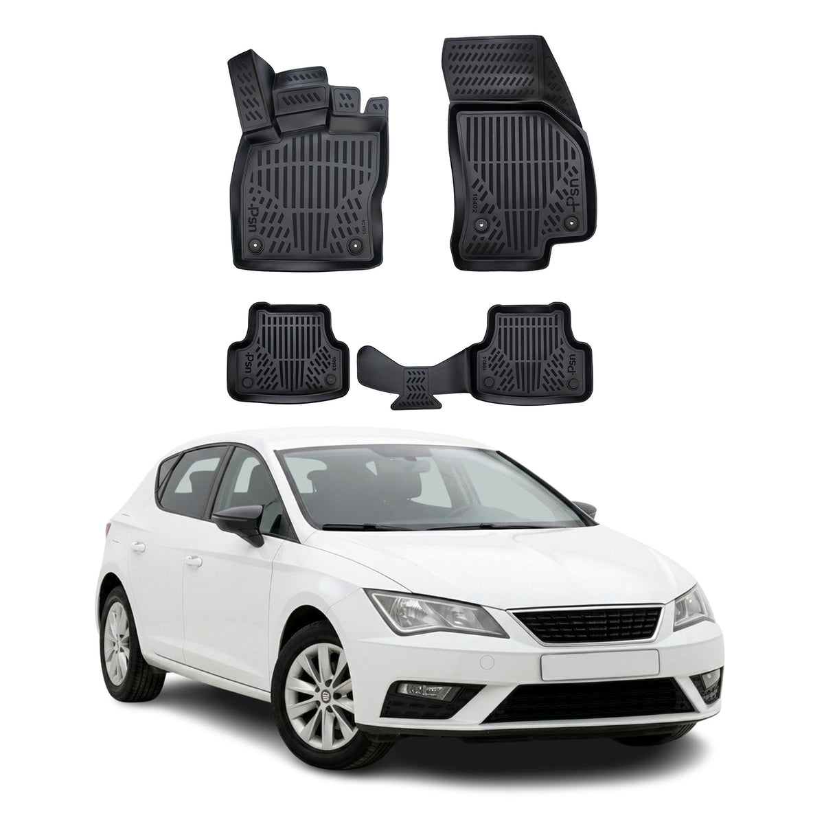 Tapis de sol pour Seat Leon 2012-2020 Noir 3D en Caoutchouc TPE 4Pcs