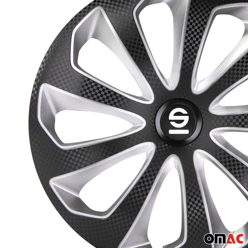 SPARCO Jeu Enjoliveurs de Roues 16 Pouces Noir Carbone