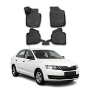 Tapis de sol pour Skoda Rapid 2012-2019 en caoutchouc TPE 3D Noir 4Pcs