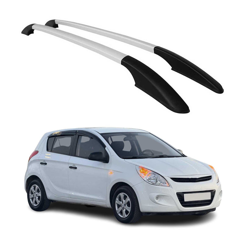 Barres de toit longitudinales pour Hyundai i20 2008-2014 en Alu gris