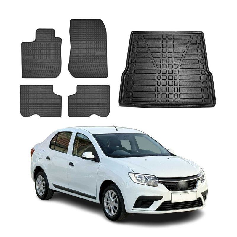 Kit Tapis de sol et coffre pour Dacia Logan 2012-2020 TPE Noir