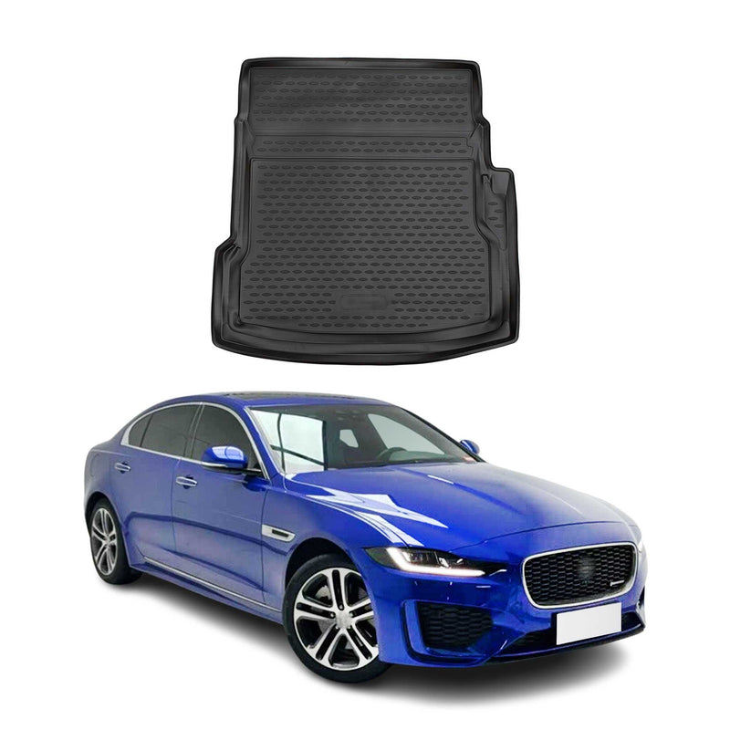 OMAC Tapis de coffre pour Jaguar XE 2017-2023 sur mesure en caoutchouc Noir