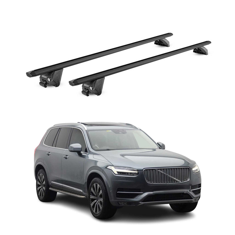 Barres de toit transversales pour Volvo XC90 2015-2025 Alu Noir 2 pièces ABE