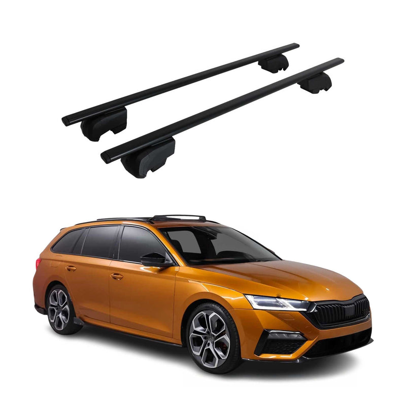 Barres de toit Transversales pour Skoda Octavia 2019-2023 Fer Noir ABE