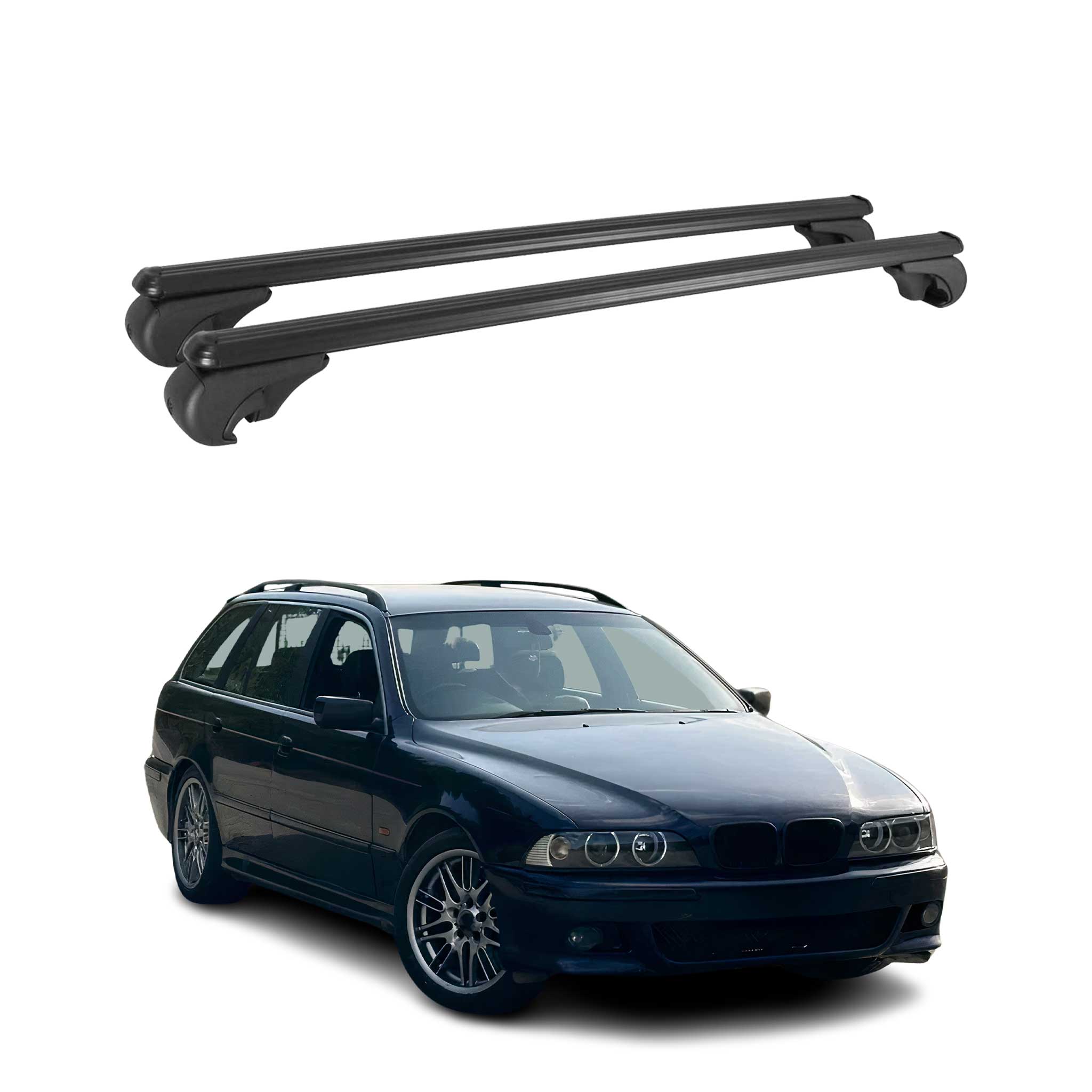 Barres de toit transversales pour BMW Série 5 E39 Break 1997-2004 Aluminium Noir