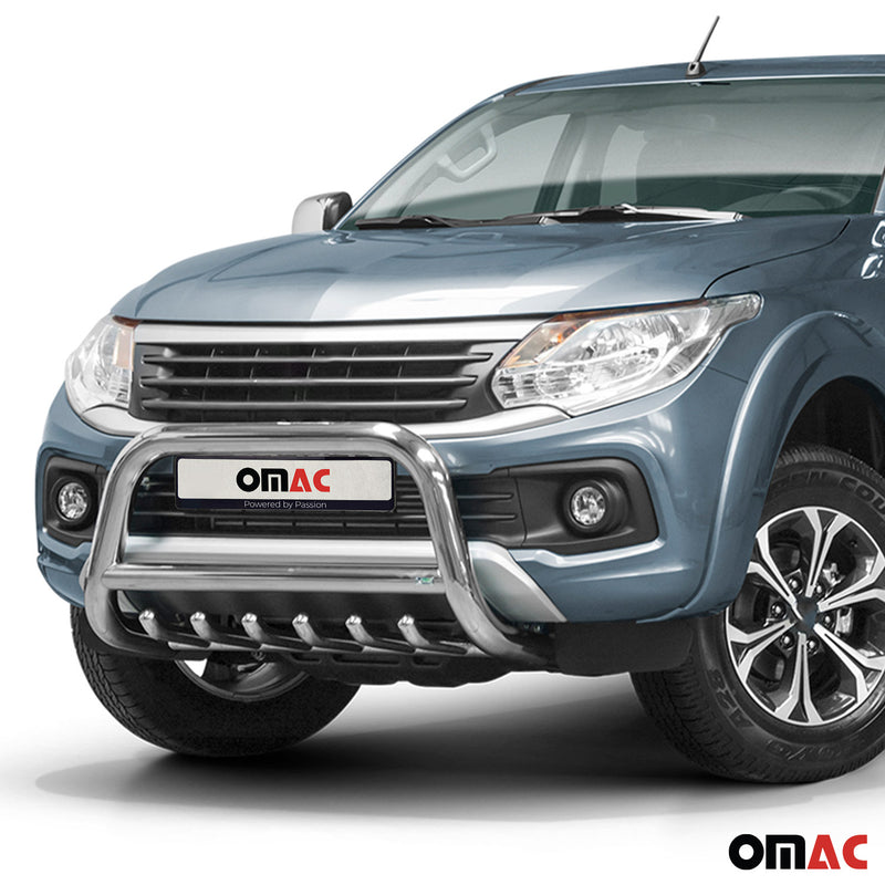 Pare-Buffle Avant Pour Fiat Fullback 2016-2019 Acier Inoxy Argent