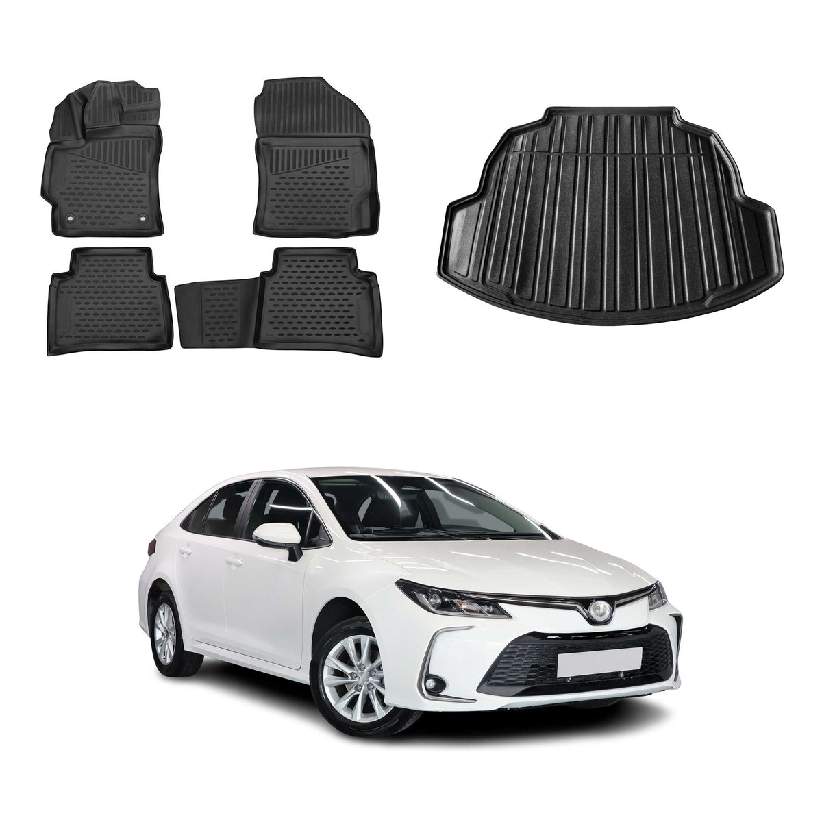 OMAC Kit Tapis de Sol et Coffre pour Toyota Corolla Berline 2019-2026