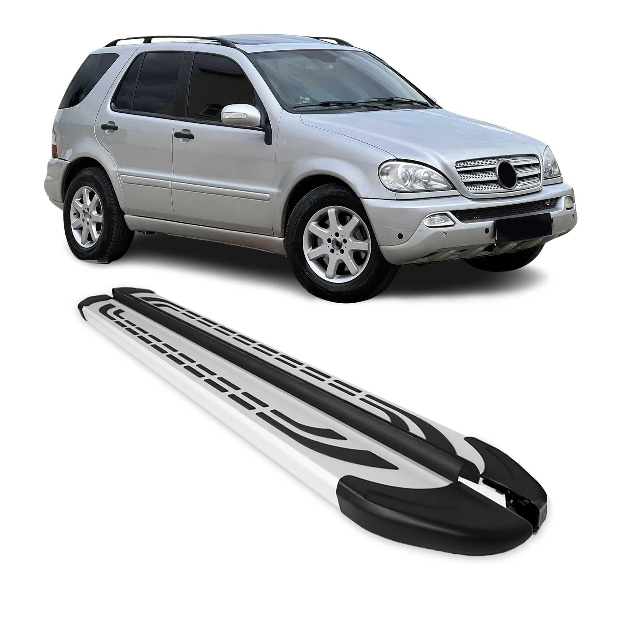 Marchepieds Latéraux pour Mercedes Classe M W163 1998-2005 Aluminium Gris 2Pcs