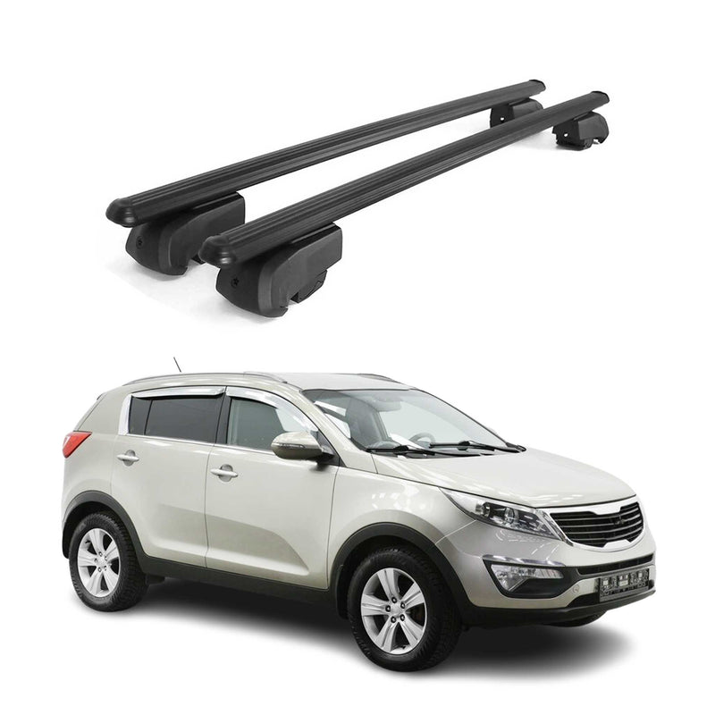 Barres de toit Transversales pour Kia Sportage 2010-2015 Aluminium Noir ABE