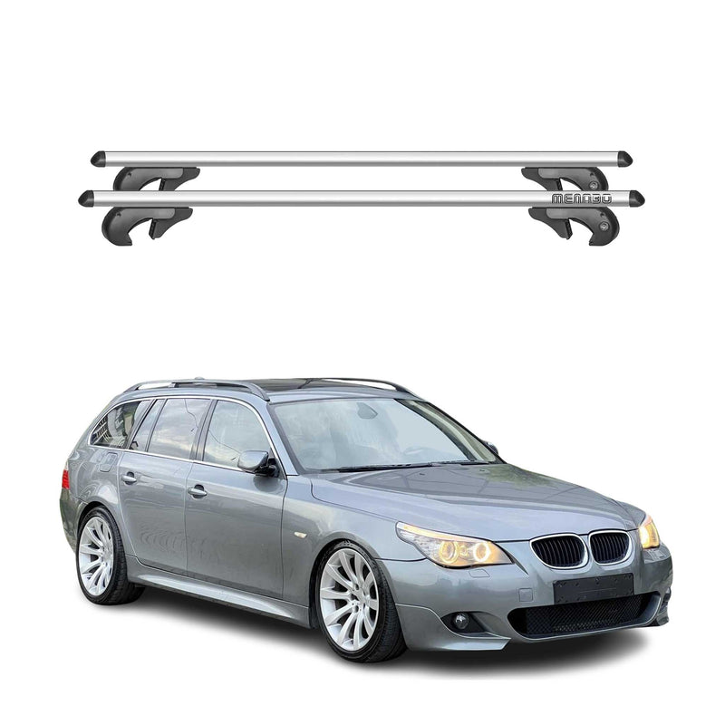 Barres de toit pour BMW 5er E61 Touring 2003-2010 90kg Aluminium Gris 2x