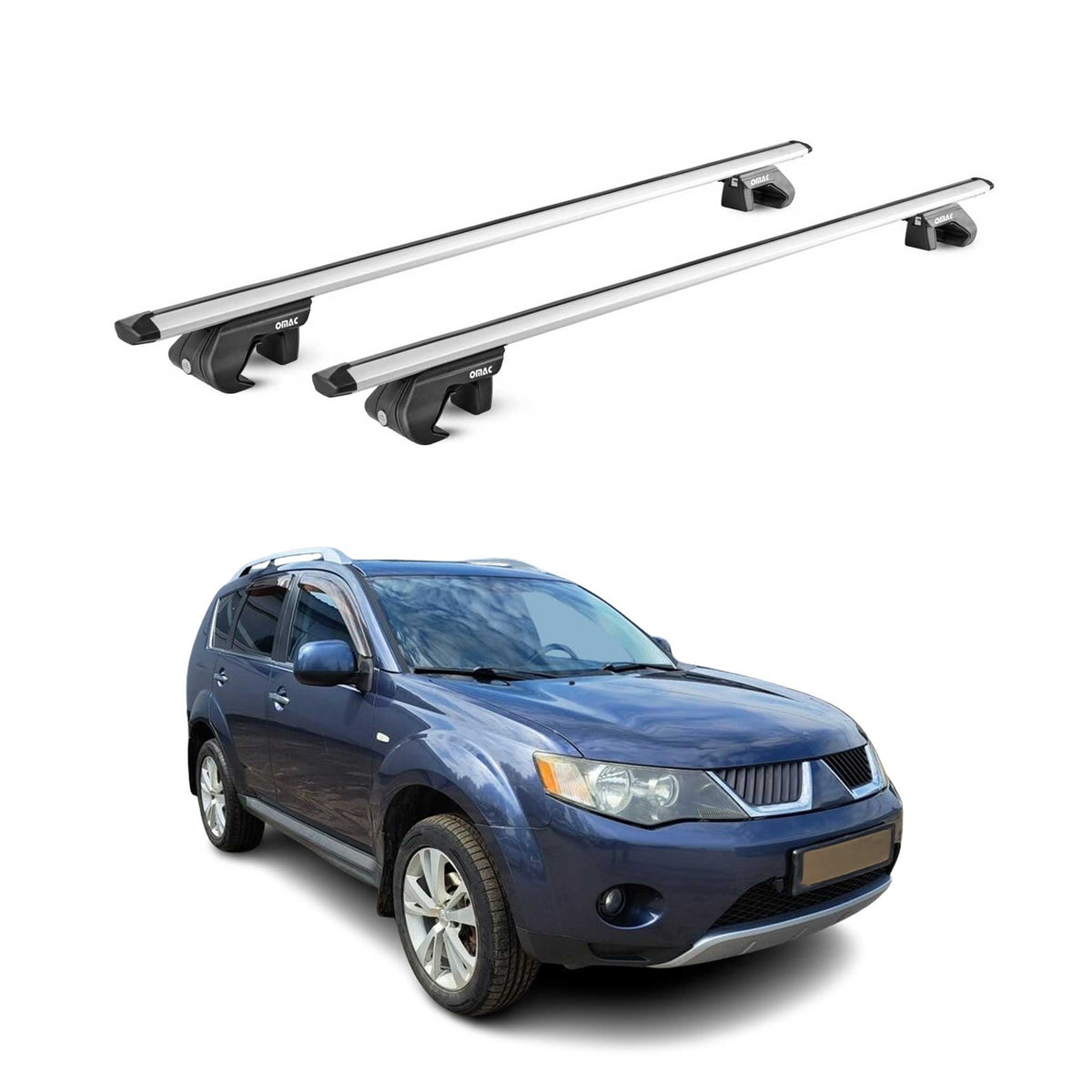 Barres de toit transversales ABE pour Mitsubishi Outlander 2005-2012 Alu Gris 2x