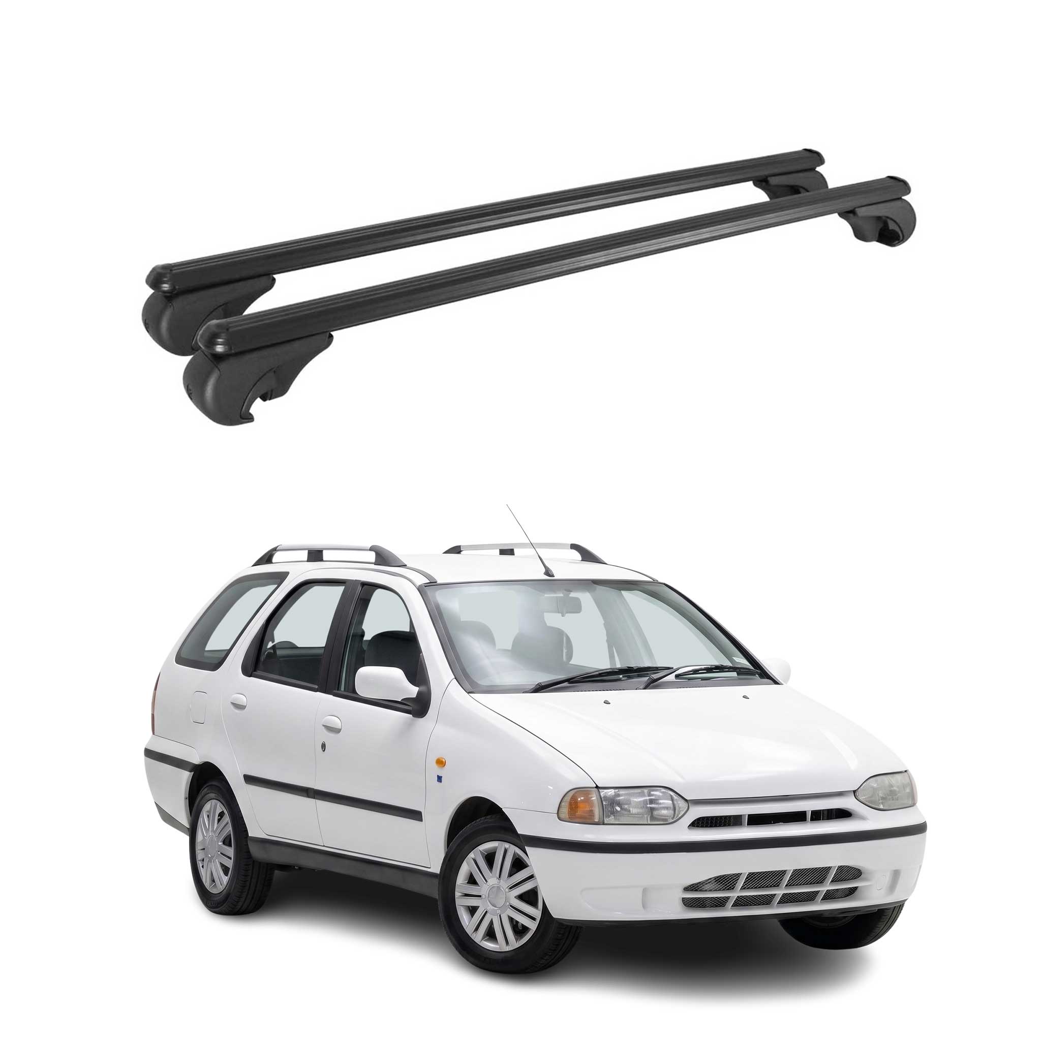 Barres de toit Transversales pour Fiat Palio Weekend 1996-2011 TÜV Alu Noir 2x
