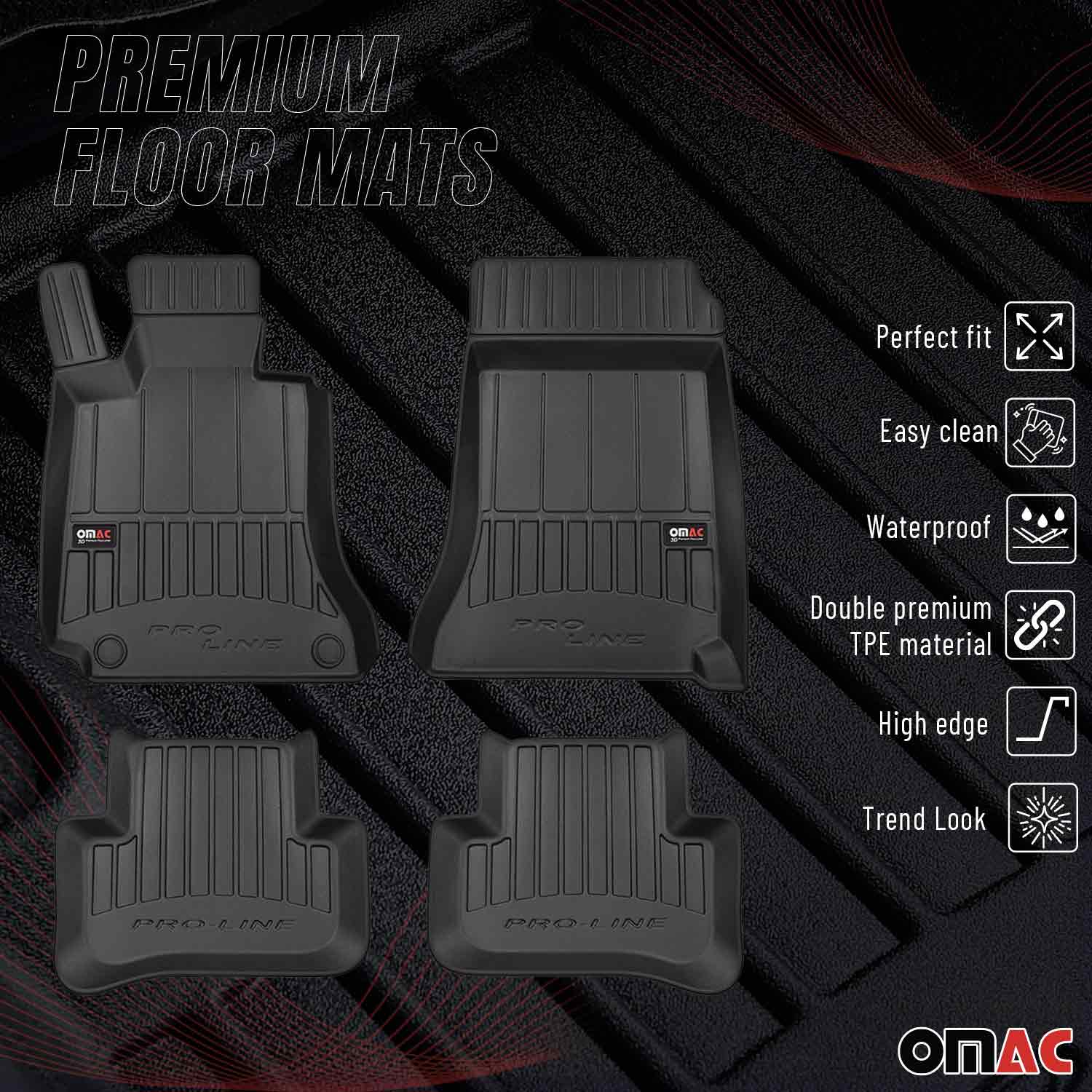 OMAC Tapis de sol en caoutchouc pour Mercedes Classe C 2007-2014 Noir Premium