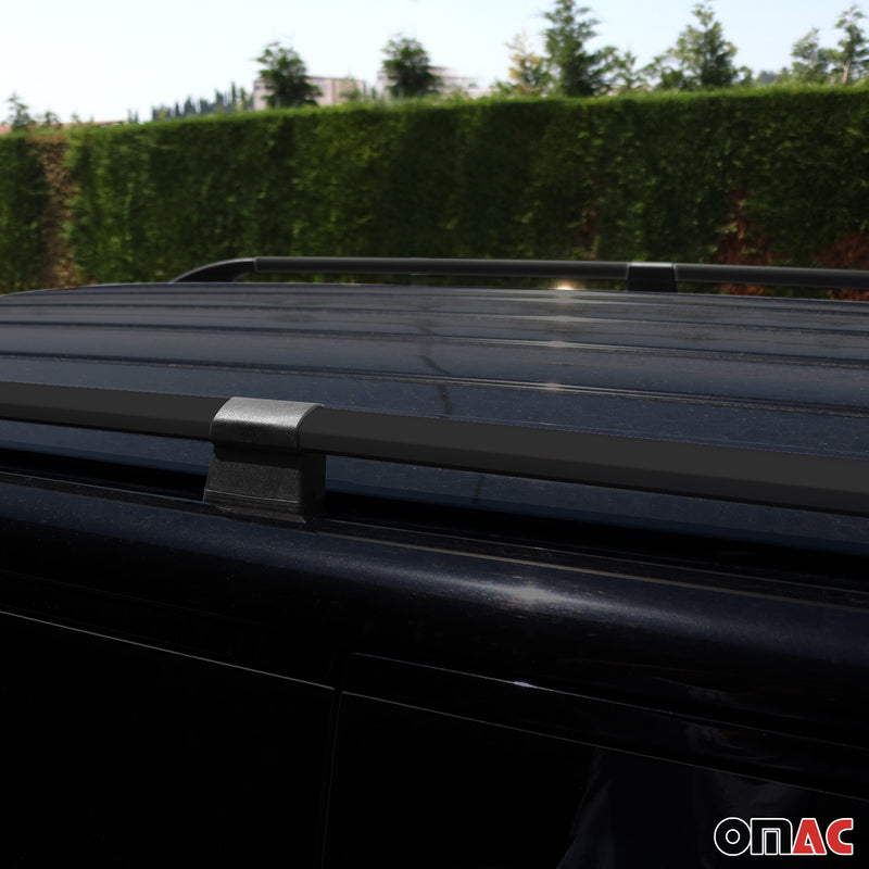 Barres de toit longitudinales pour Fiat Scudo 2006-2016 L2 Long Aluminium Noir