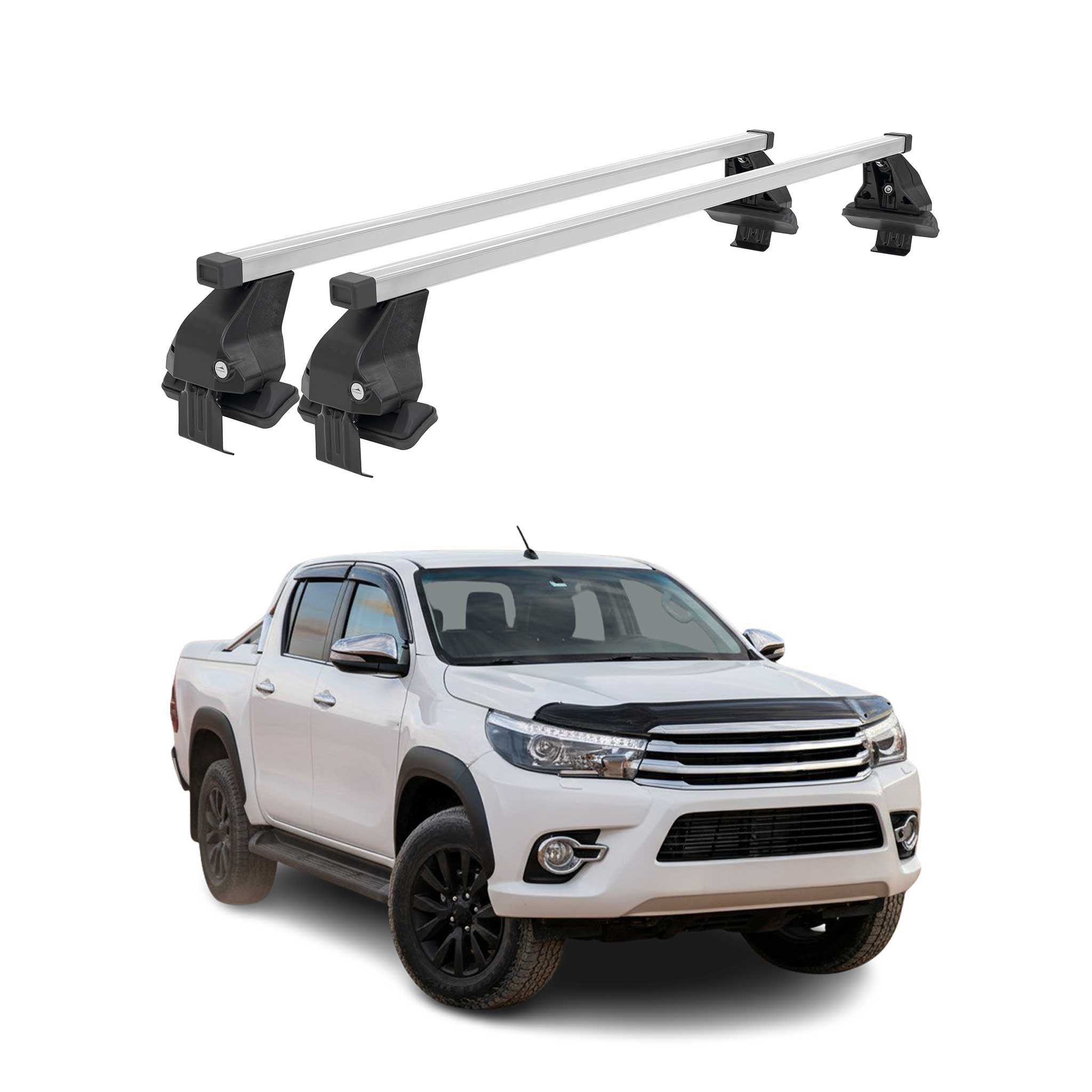 Barres de toit transversales pour Toyota Hilux VII 2011-2015 Facelift Gris