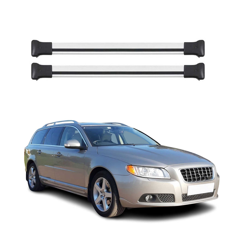 Barres de toit transversales pour Volvo V70 SW 2007-2016 Aluminium Gris