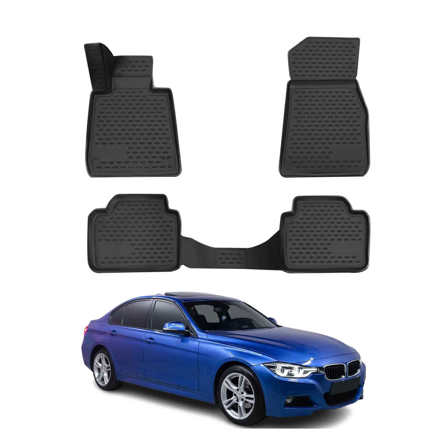 2012-2021 BMW Série 3 4 F30 F31 F32 F36 OMAC Tapis de sol Noir 4x