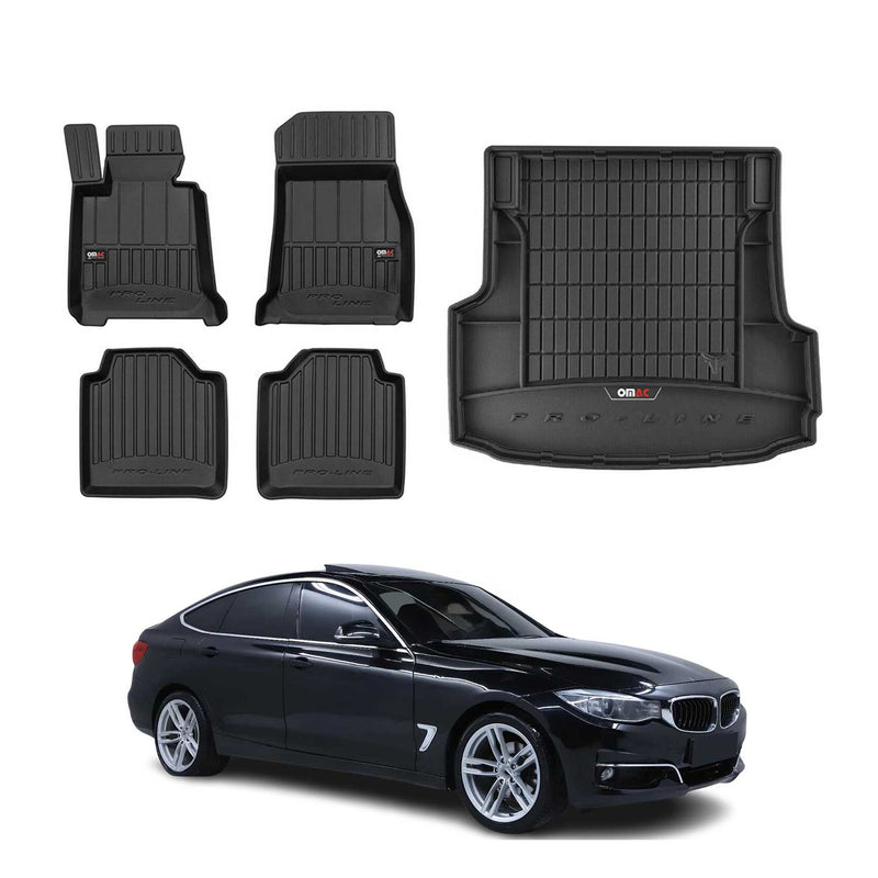 OMAC Kit Tapis de sol et coffre pour BMW Série 3 GT F34 2012-2023 Premium Noir