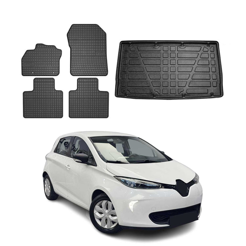 Kit Tapis de sol et coffre pour Renault Zoe 2012-2024 TPE Noir