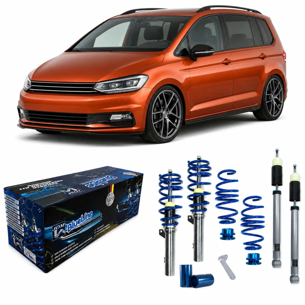 JOM BlueLine Combinés Filetés pour VW Touran (1T) 1.8 TSI 1.6 TDI 2.0 TDI 2015-