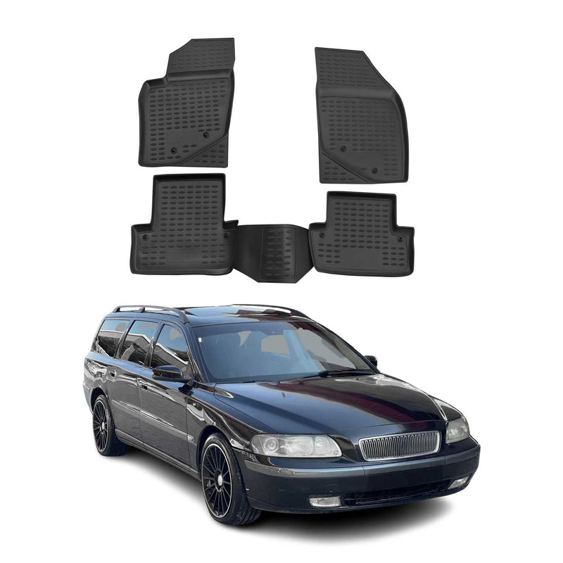 Tapis de sol pour Volvo V70 II 2000-2007 en caoutchouc TPE 3D Noir 4Pcs