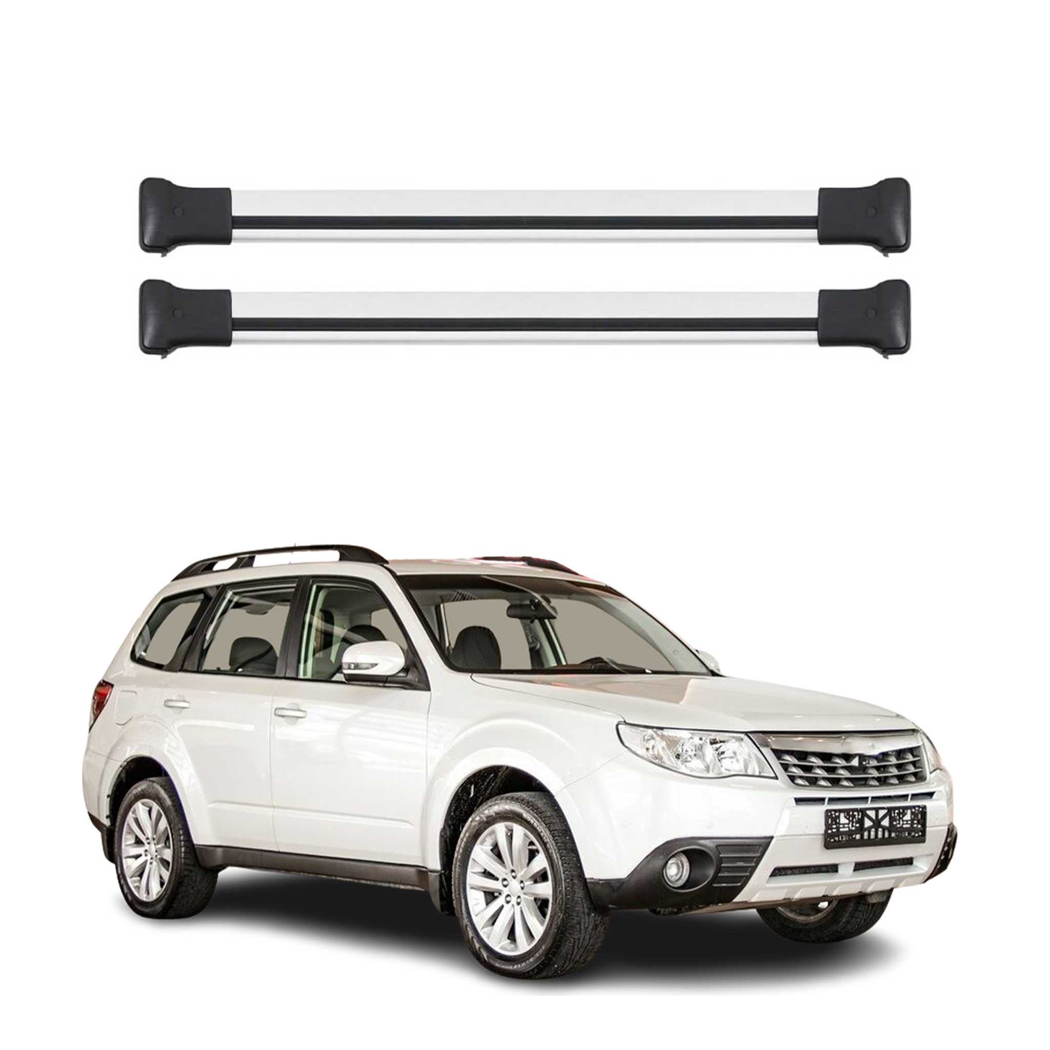 Barres de toit transversales pour Subaru Forester V 2018-2025 en Alu Gris 2x